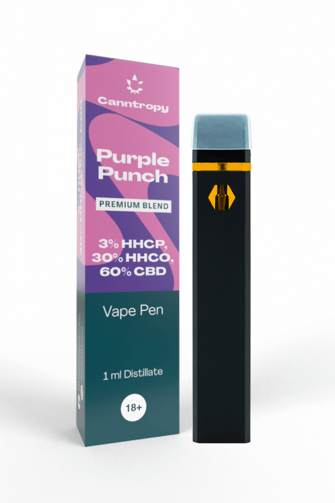 Canntropy HHC-P-O Blend Vape Pen Purple Punch, HHC-P 3 %, HHC-O 30 %, CBD 60 %, 1 ml