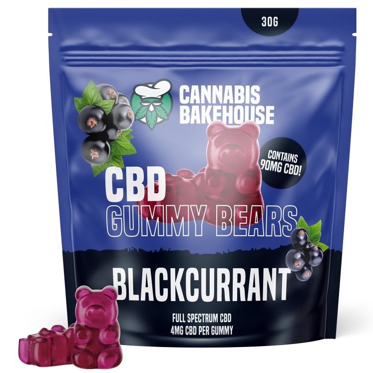 Cannabis Bakehouse CBD ovocní gumídci - Černý rybíz, 30g, 22 ks x 4 mg CBD
