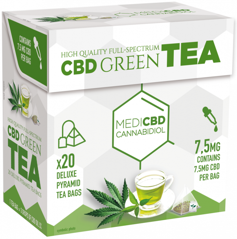 MediCBD Vihreä tee (20 Pyramid-teepussin laatikko), 7,5 mg CBD