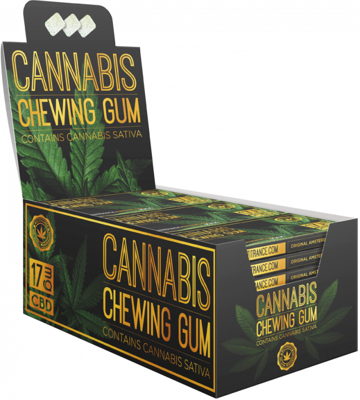 Cannabis Sativa Kauwgom (17 mg CBD), 24 dozen in display