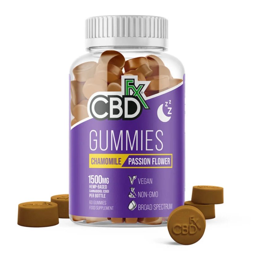 CBDfx Vegan Gummies na spaní s Heřmánkem a Mučenkou, 1500 mg CBD, 60 ks