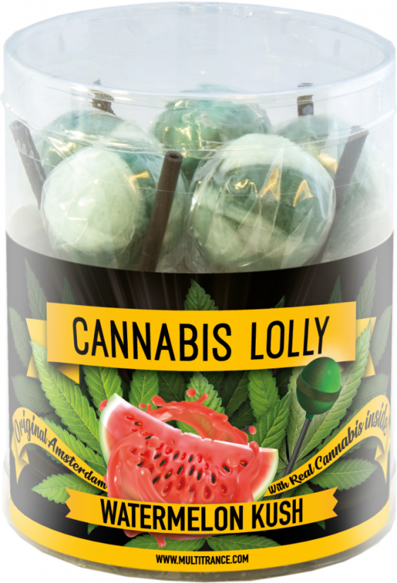 Pirulitos Cannabis Melancia Kush – Caixa de Presente (10 Pirulitos), 24 caixas em caixa