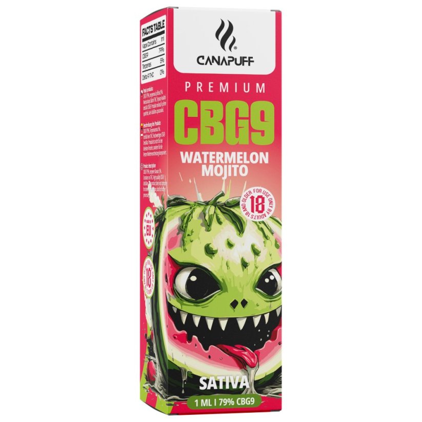 Bolígrafo vapeador desechable CanaPuff Watermelon Mojito, 79 % CBG9, 1 ml