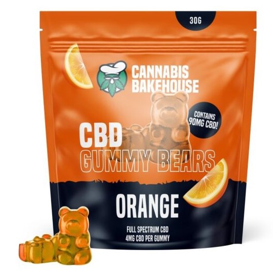 Cannabis Bakehouse CBD Gummi Bjørner - oransje, 30g, 22 stk x 4mg CBD