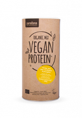 Purasana Vegan Protein MIX BIO 400g banane-vanilie (mazare, orez, dovleac, floarea soarelui, canepa)