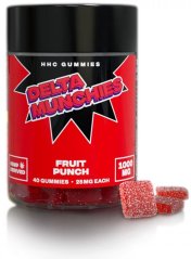Delta Munchies Fruit Punch HHC Gummies, 1000 mg, 40 buc.
