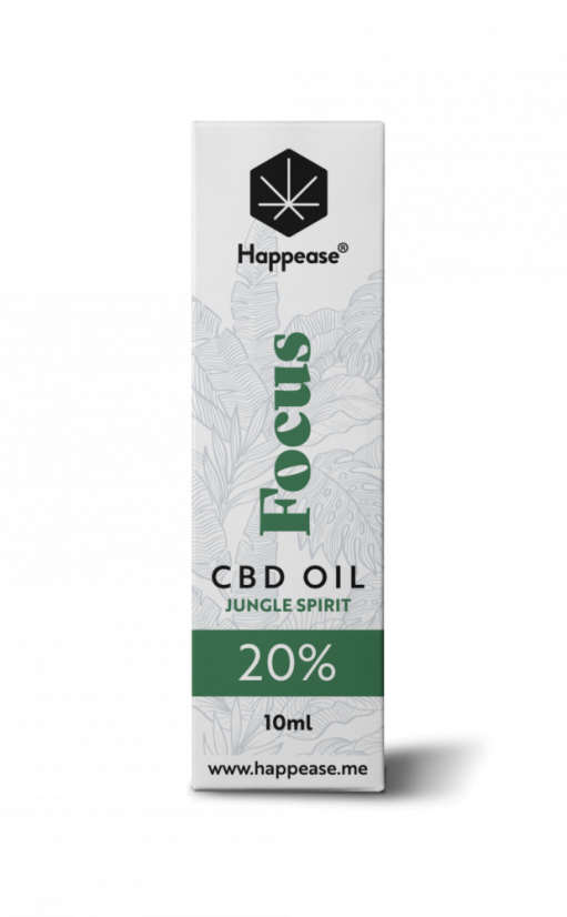 Happease Εστιάστε το έλαιο CBD Πνεύμα της ζούγκλας, 20 % CBD, 2000 mg, 10 ml