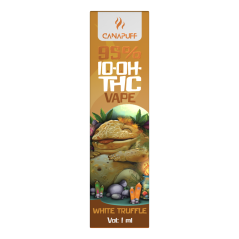 CanaPuff 10-OH-THC ühekordne vape pliiats, valge trühvel, 10-OH-THC 95%, 1 ml