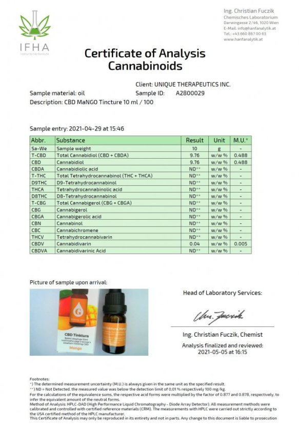 Green Pharmaceutics CBD Mango tinktuura - 10%, 1000 mg, 10 ml, 10 ml