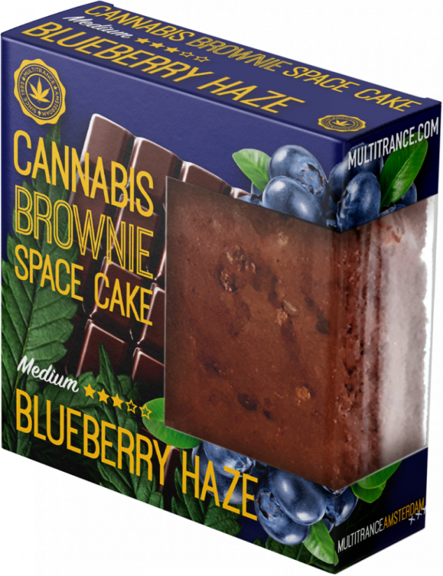 Cannabis Blueberry Haze Brownie Deluxe-emballage (medium Sativa-smag) - karton (24 pakker)