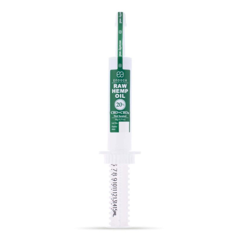 Endoca RAW Extrakt z konopného oleja 2000 mg CBD + CBDa (20 %), 10 g injekčná striekačka