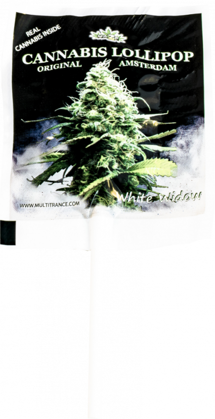 Piruletas White Widow de cannabis - Rayas (10 piruletas), 25 rayas en caja