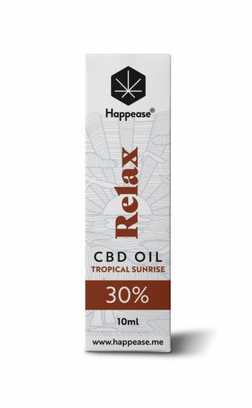 Happease Отпуснете CBD масло Тропически изгрев, 30% CBD, 3000mg, 10 ml