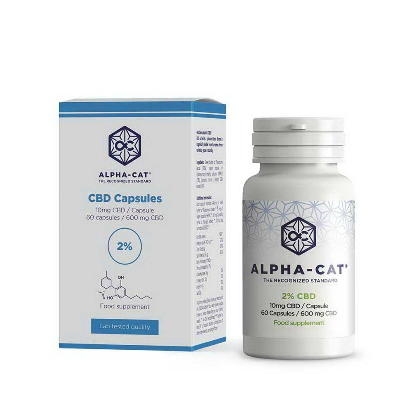 Alpha-CAT Konopné CBD kapsule 60x10mg, 600 mg