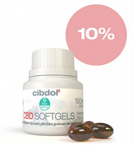 Cibdol CBD Softgels capsules 10%, 60 pcs x 16,6 mg, 1000 mg
