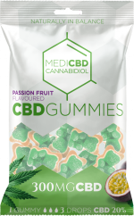 MediCBD Passionsfruktsmaksatt CBD Gummy Bears (300 mg), 40 påsar i kartong