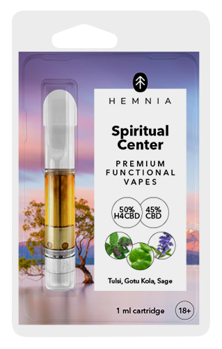 Hemnia Spiritual Center - Cartridge, 50 % H4CBD, 45 % CBD, holy basil (tulsi), gotu kola, sage, 1 ml