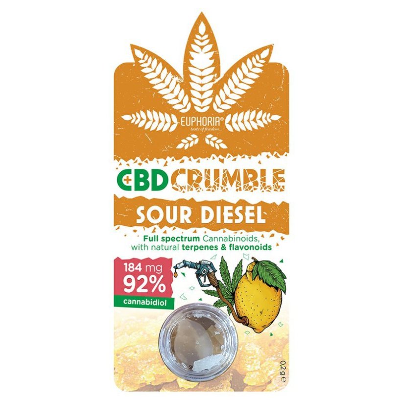 Euphoria Sour Diesel CBD Crumble (184 mg až 460 mg CBD)