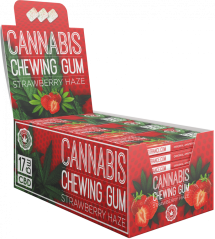 Goma de mascar de cannabis e morango (17 mg CBD), 24 caixas em exposição