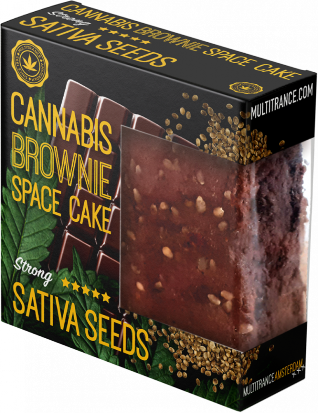Cannabis Brownie met Sativa Zaden Deluxe Verpakking (Sterke Smaak) - Karton (24 pakjes)