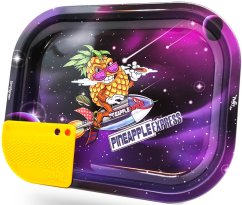 Best Buds Pineapple Express Small Metal Rolling Tray with Magnetic Grinder Card