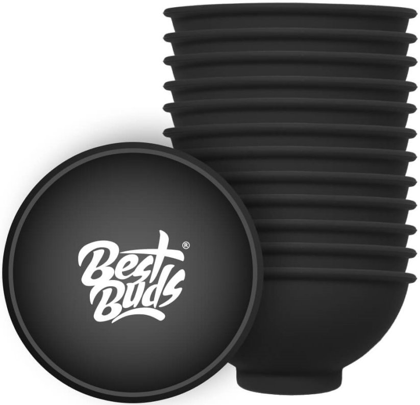 Best Buds Silikonblandningsskål 7 cm, svart med vit logotyp
