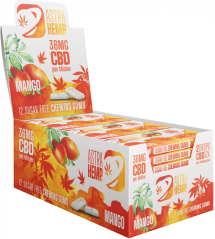 Guma do żucia Astra Hemp Mango (36 mg CBD), 24 pudełka na wystawie