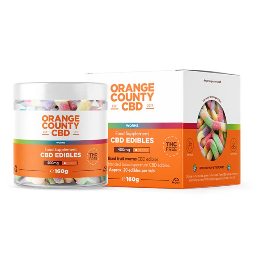 Orange County CBD Gummies Worms, 400 mg CBD, ( 160 g )