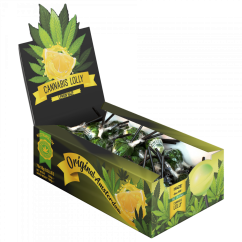 Pirulitos de Cannabis Lemon Haze – Caixa Expositora (70 Pirulitos)