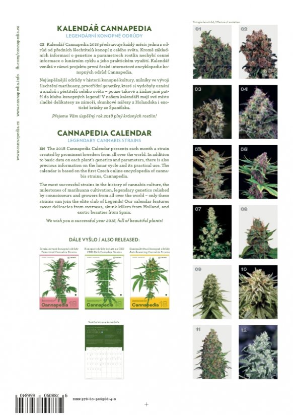 Calendario Cannapedia 2018 - Legendární konopné odrůdy