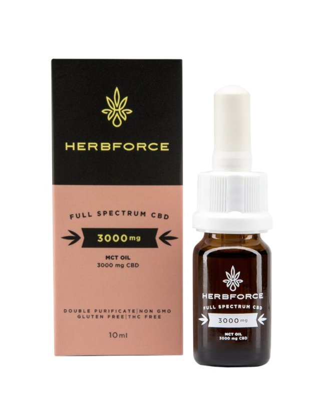 Herbforce Toàn phổ Dừa MCT CBD dầu 30%, 30 ml, 9000 mg CBD
