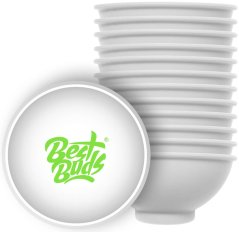 Best Buds Silikon-Rührschüssel 7 cm, Weiß mit grünem Logo