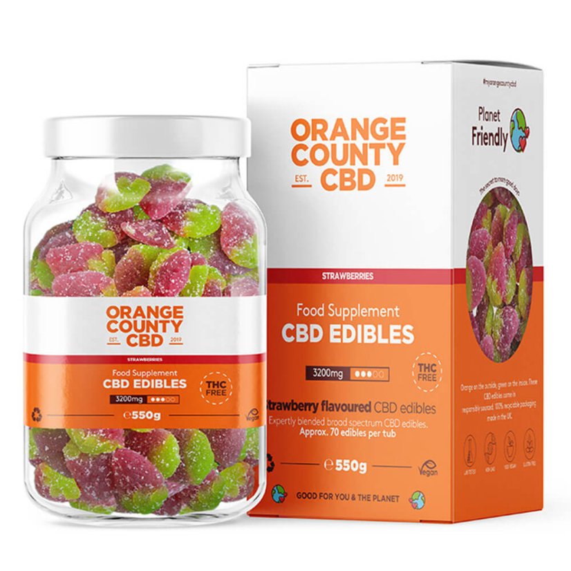 Orange County CBD ストロベリーグミ、70 個、3200 mg CBD、550 g