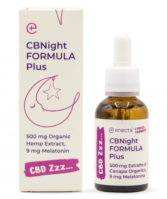 Enecta CBNight Formula PLUS Aceite de cáñamo con melatonina, 1500 mg de extracto de cáñamo orgánico, 90 ml