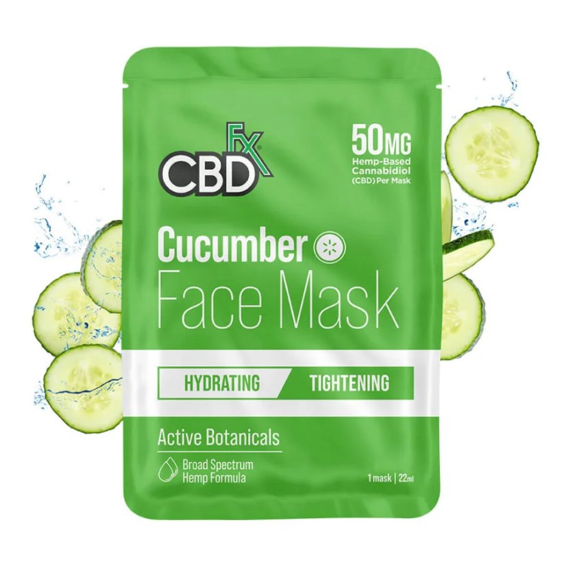 CBDfx Hemp Cucumber CBD pleťová maska, 50 mg
