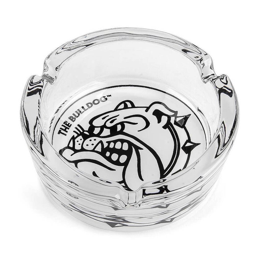 Cendrier en verre noir et blanc original Bulldog