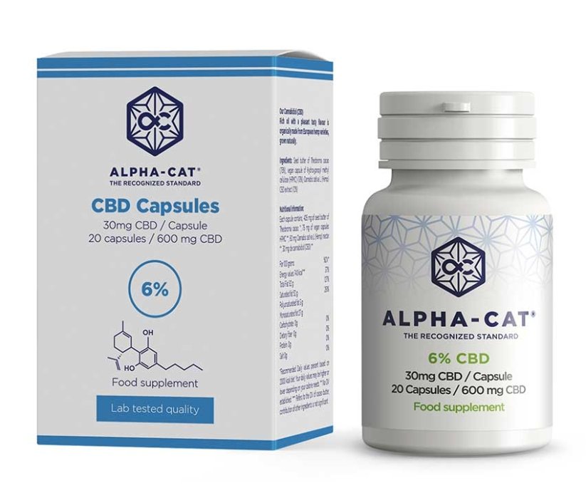 Alpha-CAT Konopné CBD kapsle 20x30mg, 600 mg
