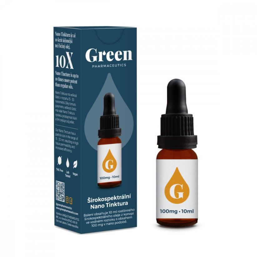 Green Pharmaceutics 広域スペクトル NANO チンキ、100 mg CBD、10 ml