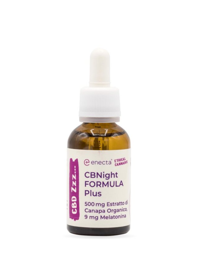 Enecta CBNight Formula PLUS Dầu gai dầu với Melatonin, 500 mg chiết xuất cây gai dầu hữu cơ, 30 ml