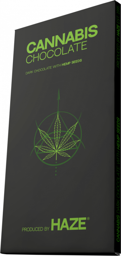 HaZe Cannabis Chocolat Noir aux graines de chanvre - Carton (15 barres)