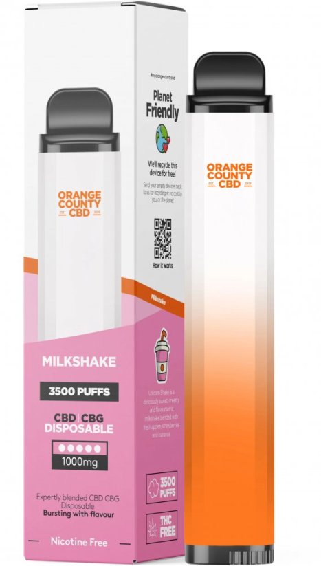 Orange County CBD Pinna Vape Milkshake 3500 Puff, 600 mg CBD, 400 mg CBG, 10 ml