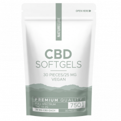 Nature Cure CBD mjúk gel - 750 mg CBD, 30 stk x 25 mg