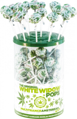 Cannabis White Widow Pops – vitrininis konteineris (100 saldainių)