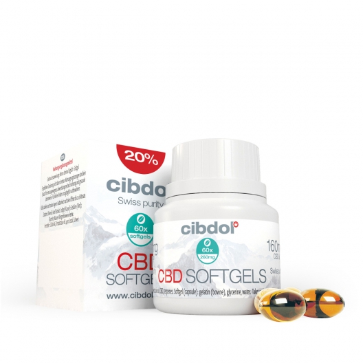 Cápsulas de Cibdol Gel CBD 20%, 180 pcs x 33,3 mg, 6000 mg