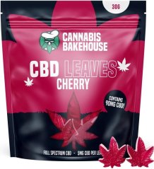 Cannabis Bakehouse – CBD Gummy Leaves Cherry, 18 vnt x 5 mg CBD
