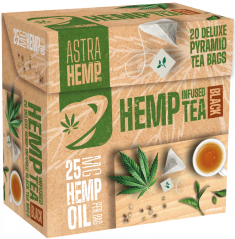 Astra Hemp Černý čaj 25 mg konopný olej (krabička 20 pyramidových sáčků)