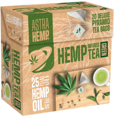 Astra konopljin zeleni čaj 25 mg konopljino ulje (kutija s 20 piramidalnih vrećica čaja)