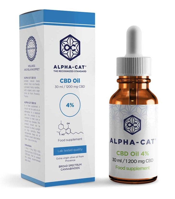 Alpha-CAT Dầu CBD 4%, 30 ml, 1200 mg
