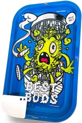 Best Buds Grind Me großes Metall-Rolltablett mit magnetischer Grinder-Karte