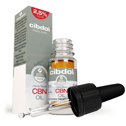 Cibdol ヘンプオイル 2.5% CBN および 2.5% CBD、250:250 mg、10 ml